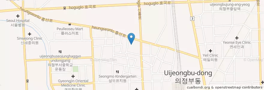 Mapa de ubicacion de 경기도의료원 의정부병원 en 대한민국, 경기도, 의정부시.
