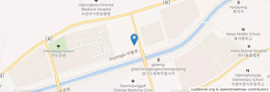 Mapa de ubicacion de 진의원 en Coreia Do Sul, Gyeonggi, 의정부시.