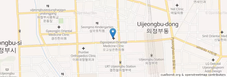 Mapa de ubicacion de 오고싶은한의원 en 大韓民国, 京畿道, 議政府市.