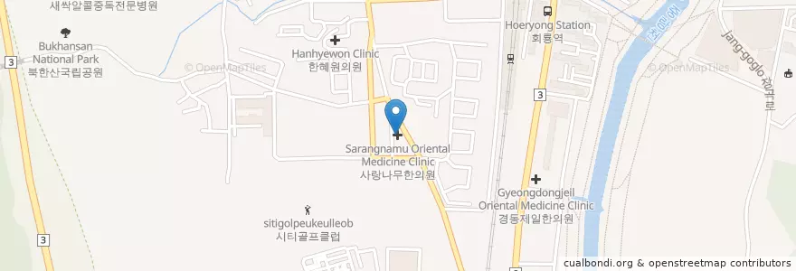 Mapa de ubicacion de 사랑나무한의원 en Республика Корея, Кёнгидо, 의정부시.