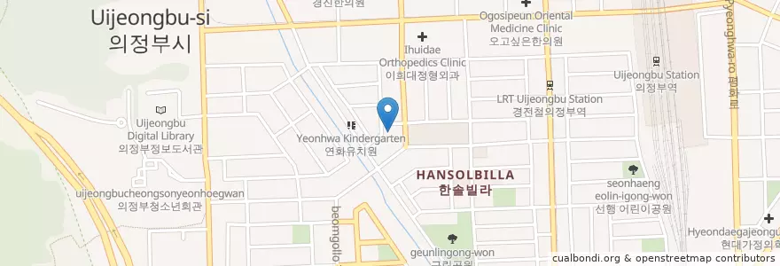 Mapa de ubicacion de 의정부정신보건센터 en 대한민국, 경기도, 의정부시.