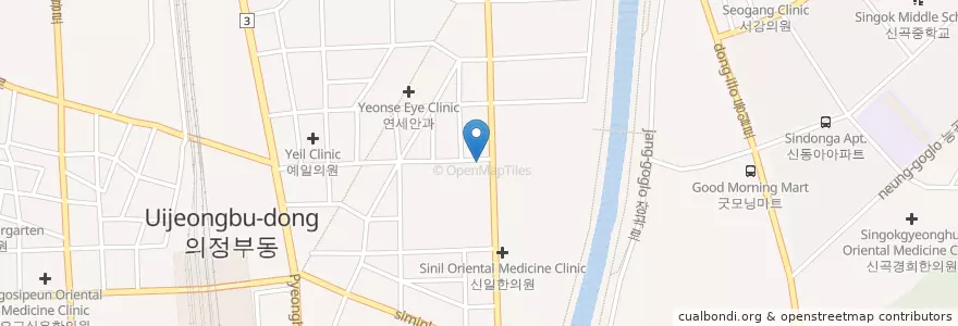 Mapa de ubicacion de 탑라인의원 en Güney Kore, 경기도, 의정부시.