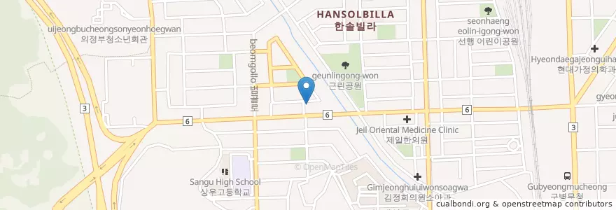 Mapa de ubicacion de (재단)한국산업보건환경연구소부설우리의원 (Korea Saneopbogeonhwangyeong Research Institute Buseoluri Clinic) en Corea Del Sur, Gyeonggi, 의정부시.