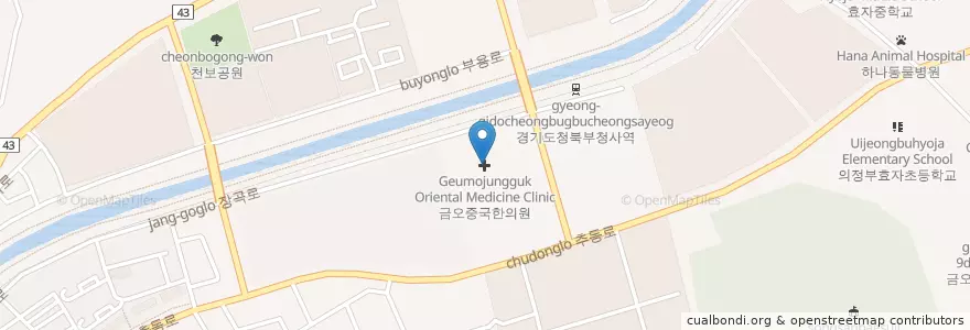 Mapa de ubicacion de 금오중국한의원 en Coreia Do Sul, Gyeonggi, 의정부시.