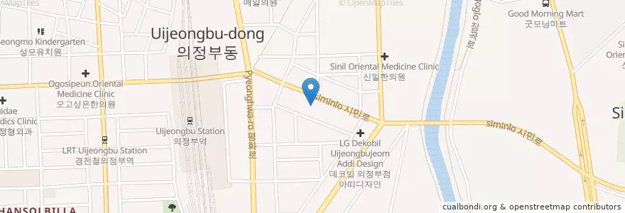 Mapa de ubicacion de 중앙한의원 en 대한민국, 경기도, 의정부시.