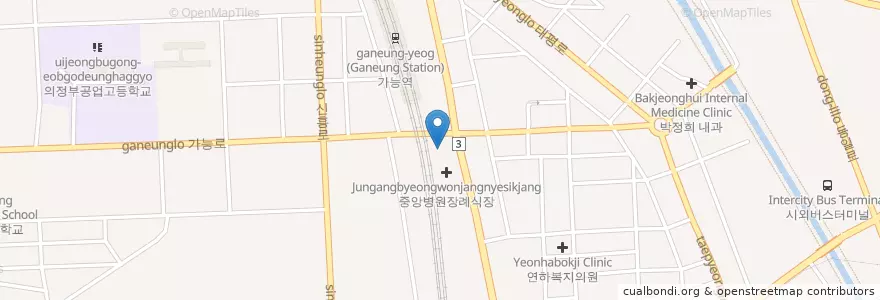 Mapa de ubicacion de 文化 医院 en 大韓民国, 京畿道, 議政府市.