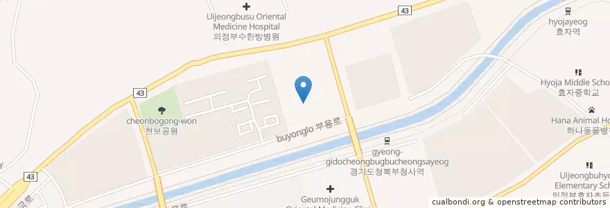 Mapa de ubicacion de 종이없는벽지 en Corea Del Sur, Gyeonggi, 의정부시.