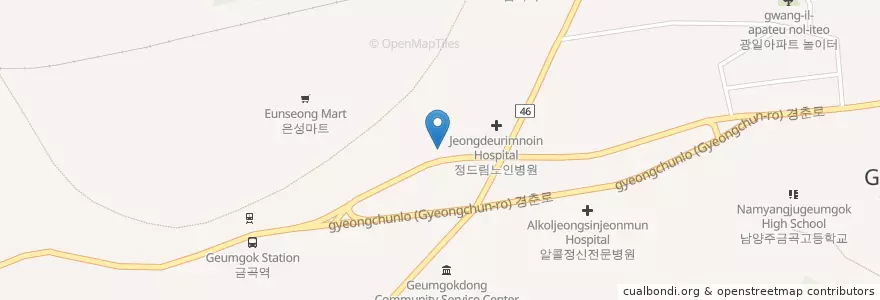 Mapa de ubicacion de 성신동물병원 en 대한민국, 경기도, 남양주.
