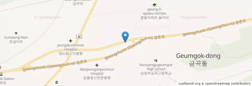 Mapa de ubicacion de 한양치과의원 en Korea Selatan, Gyeonggi, 남양주.