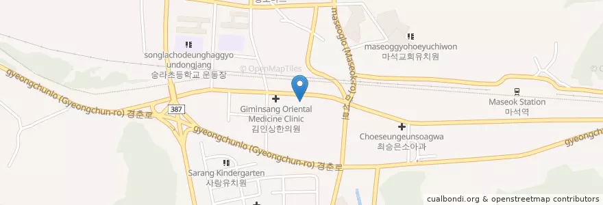 Mapa de ubicacion de 마석기독교재활요양병원 en 대한민국, 경기도, 남양주.