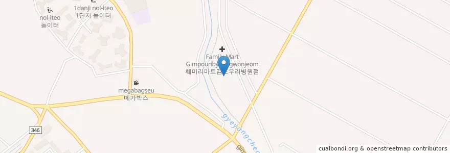 Mapa de ubicacion de 김포우리병원 en 대한민국, 경기도, 김포시.