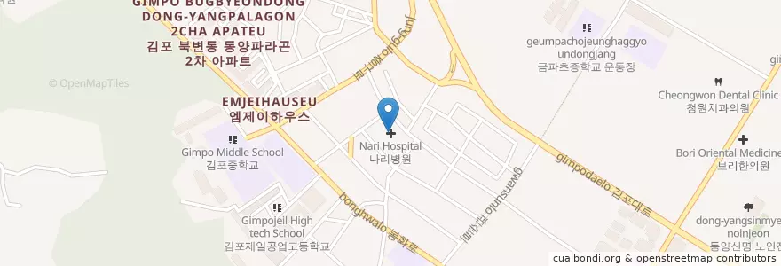 Mapa de ubicacion de 나리병원 en Республика Корея, Кёнгидо, 김포시.
