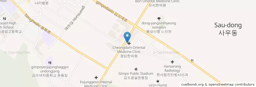 Mapa de ubicacion de 즐거운 치과 en کره جنوبی, گیونگی-دو, 김포시.