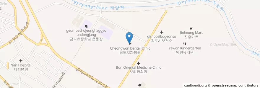 Mapa de ubicacion de 청원치과의원 en 대한민국, 경기도, 김포시.