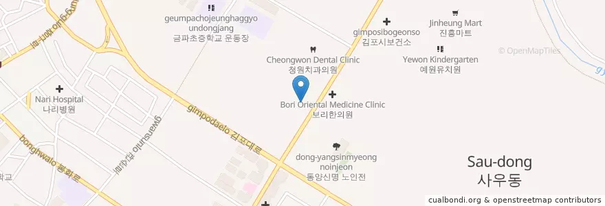 Mapa de ubicacion de 한솔내과 en 대한민국, 경기도, 김포시.