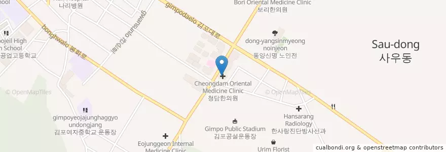 Mapa de ubicacion de 청담한의원 en 대한민국, 경기도, 김포시.