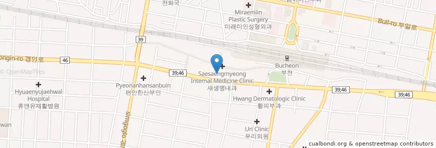 Mapa de ubicacion de 부천예치과 en 대한민국, 경기도, 부천시.