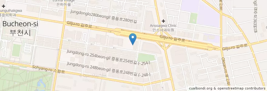 Mapa de ubicacion de 즐거운아이치과 en كوريا الجنوبية, 경기도, 부천시.