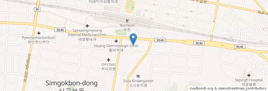 Mapa de ubicacion de 김광정소아과 en Zuid-Korea, Gyeonggi-Do, 부천시.