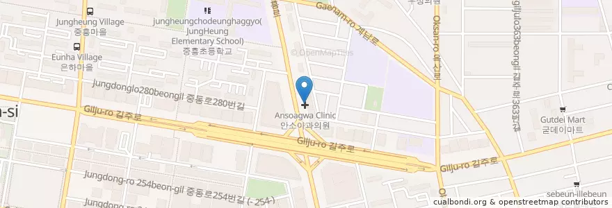 Mapa de ubicacion de 소리청한의원 부천점 en Corea Del Sur, Gyeonggi, 부천시.