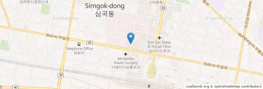 Mapa de ubicacion de 조윤교정치과 en Güney Kore, 경기도, 부천시.