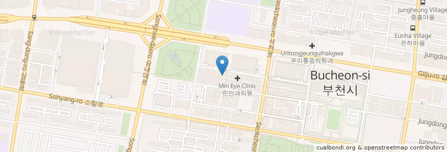 Mapa de ubicacion de 맑은성모이비인후과 en كوريا الجنوبية, 경기도, 부천시.