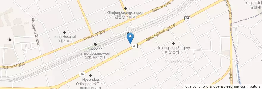 Mapa de ubicacion de 아리랑한의원 en Korea Selatan, Gyeonggi, 부천시.