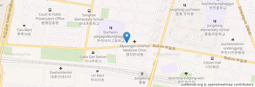 Mapa de ubicacion de Hyo Dental Clinic en South Korea, Gyeonggi-Do, Bucheon-Si.