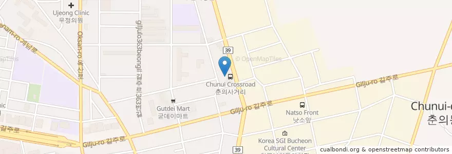 Mapa de ubicacion de 이퍼스트치과 en 대한민국, 경기도, 부천시.