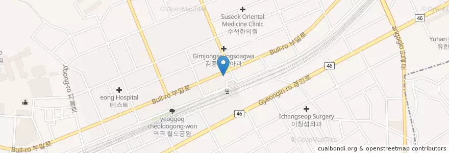 Mapa de ubicacion de 윤안과 en 대한민국, 경기도, 부천시.