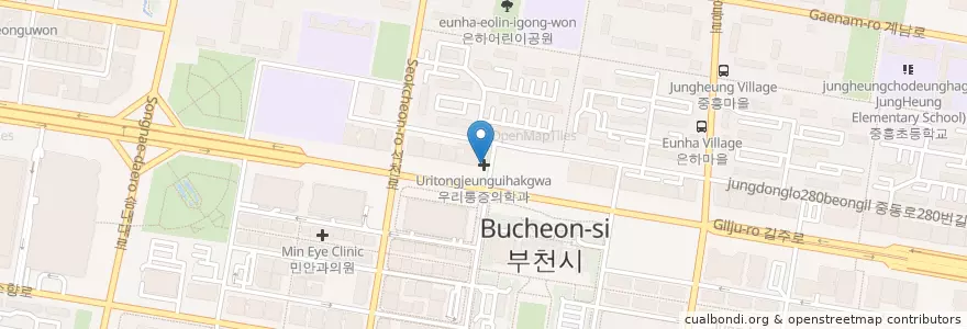 Mapa de ubicacion de 우리통증의학과 en Zuid-Korea, Gyeonggi-Do, 부천시.