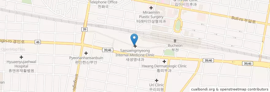 Mapa de ubicacion de 새생명내과 en Coreia Do Sul, Gyeonggi, 부천시.