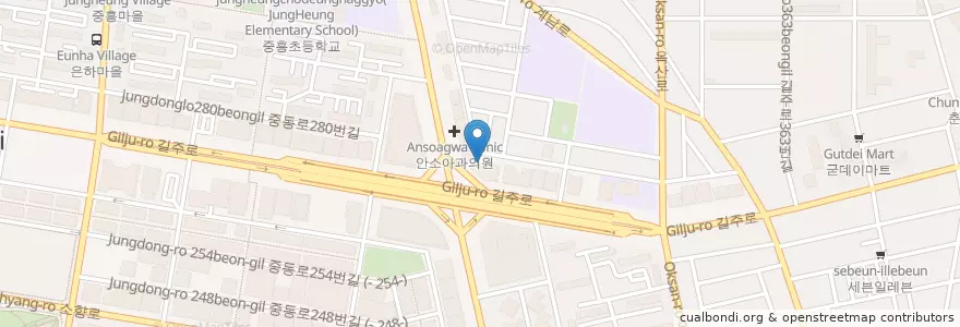 Mapa de ubicacion de 부천항도외과 en کره جنوبی, گیونگی-دو, 부천시.