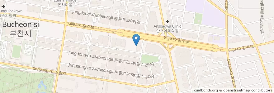Mapa de ubicacion de 수와미여성의원 en Güney Kore, 경기도, 부천시.