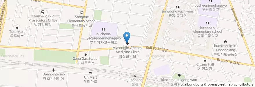 Mapa de ubicacion de 명진한의원 en Coreia Do Sul, Gyeonggi, 부천시.