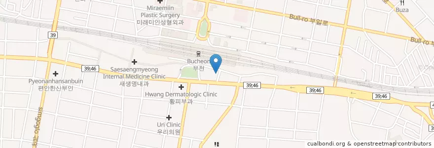 Mapa de ubicacion de 평강치과병원 en 대한민국, 경기도, 부천시.