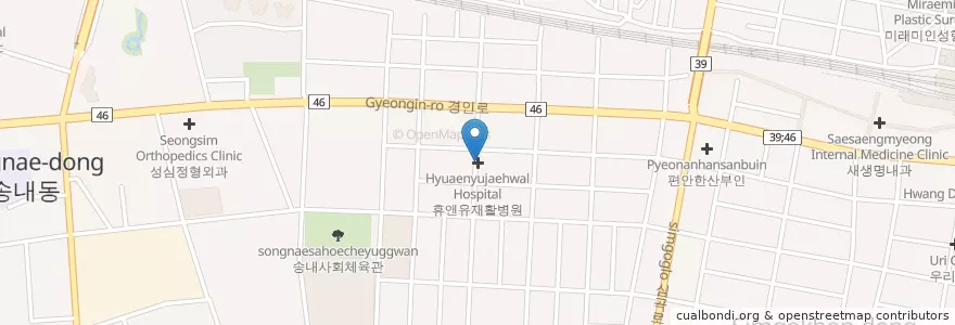 Mapa de ubicacion de 휴앤유재활병원 en كوريا الجنوبية, 경기도, 부천시.