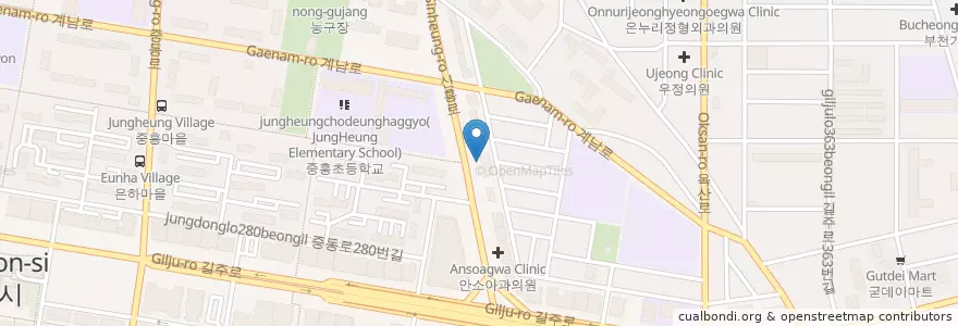 Mapa de ubicacion de 알콜정신전문병원 en Coreia Do Sul, Gyeonggi, 부천시.