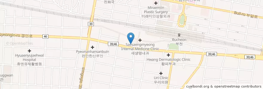 Mapa de ubicacion de 신애한방병원 en Coreia Do Sul, Gyeonggi, 부천시.