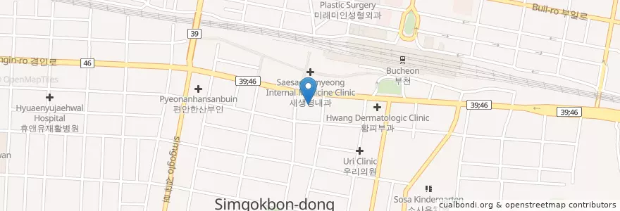 Mapa de ubicacion de 늘푸른동물병원 en Korea Selatan, Gyeonggi, 부천시.