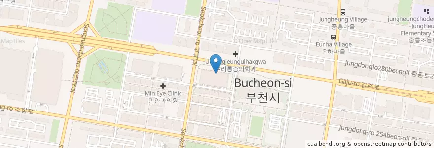 Mapa de ubicacion de 쿨펫동물병원 부천점 en Zuid-Korea, Gyeonggi-Do, 부천시.