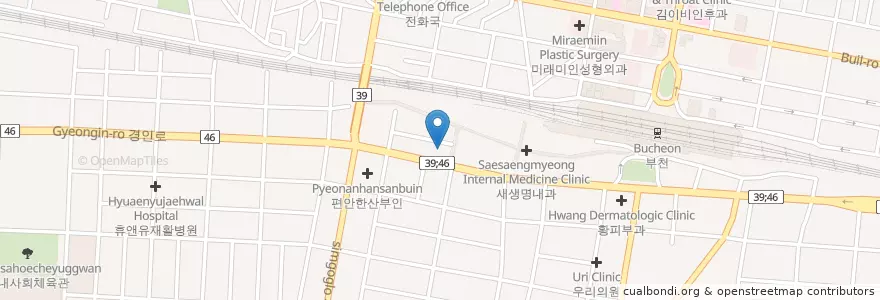 Mapa de ubicacion de 한빛안과 en کره جنوبی, گیونگی-دو, 부천시.