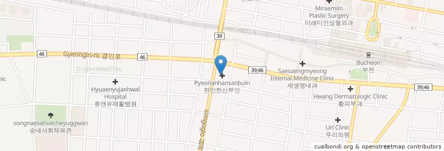 Mapa de ubicacion de 편안한산부인 en Coreia Do Sul, Gyeonggi, 부천시.