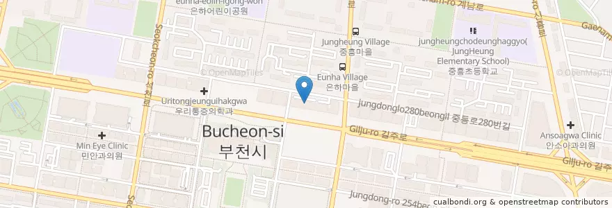 Mapa de ubicacion de UCLA꼬마이치과 en 대한민국, 경기도, 부천시.