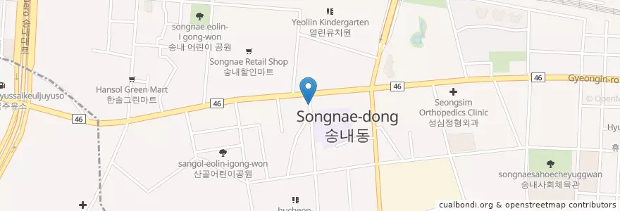 Mapa de ubicacion de 허브다이어트송내점 en Güney Kore, 경기도, 부천시.