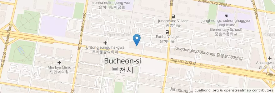 Mapa de ubicacion de 백치과의원 en Korea Selatan, Gyeonggi, 부천시.