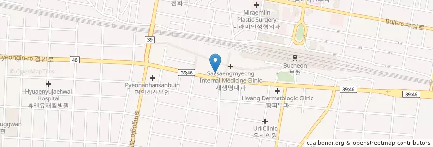 Mapa de ubicacion de 소망치과의원 en Güney Kore, 경기도, 부천시.