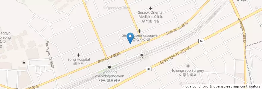 Mapa de ubicacion de 유종필치과의원 en 대한민국, 경기도, 부천시.