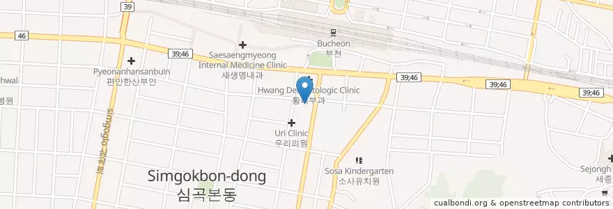 Mapa de ubicacion de 최대호치과 en كوريا الجنوبية, 경기도, 부천시.