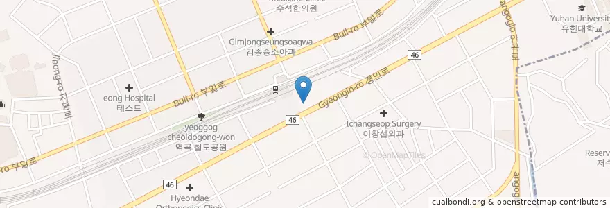 Mapa de ubicacion de 역곡열린치과의원 en Coreia Do Sul, Gyeonggi, 부천시.
